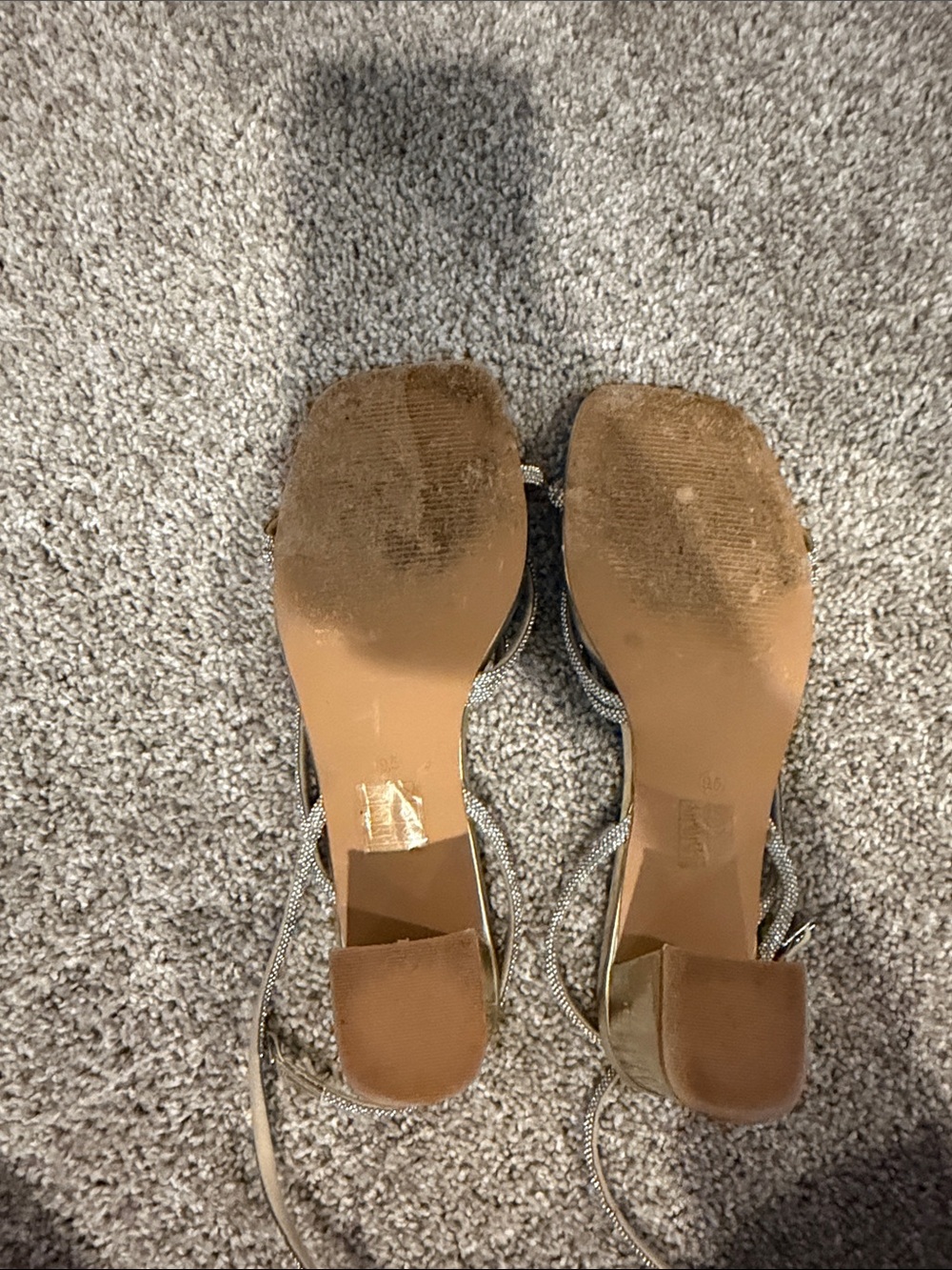 Shoemint Champagne Strappy Lace-Up Heeled Sandals - Picture 4 of 5